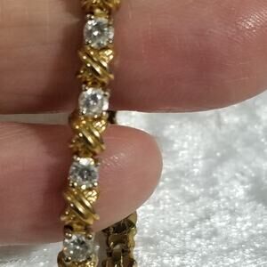 Roman gold tone tennis bracelet 7 1/2'' rhinestone 1.1704